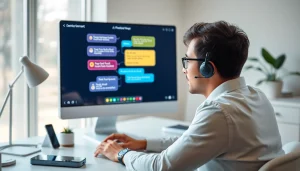 Engage in free ai chat with a modern chatbot interface in a professional workspace setting.