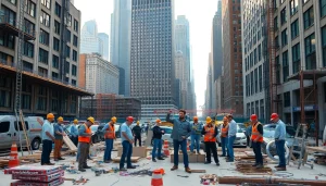 New York General Contractor team collaborating on an urban renovation project.