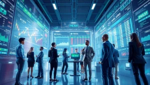 Футуристическая сцена финансов и ставок, подчеркивающая инновационную и безопасную онлайн-платформу 79king hn в 2025 году