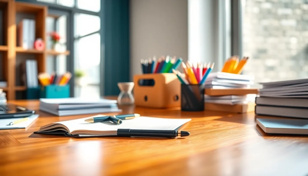 Enhance your office stationery UK experience with beautiful desk arrangements showcasing quality supplies.