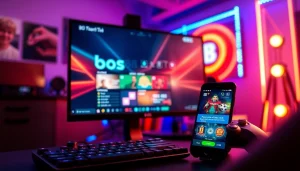 Permainan slot bos88 sedang ditampilkan di layar komputer dengan suasana ceria.