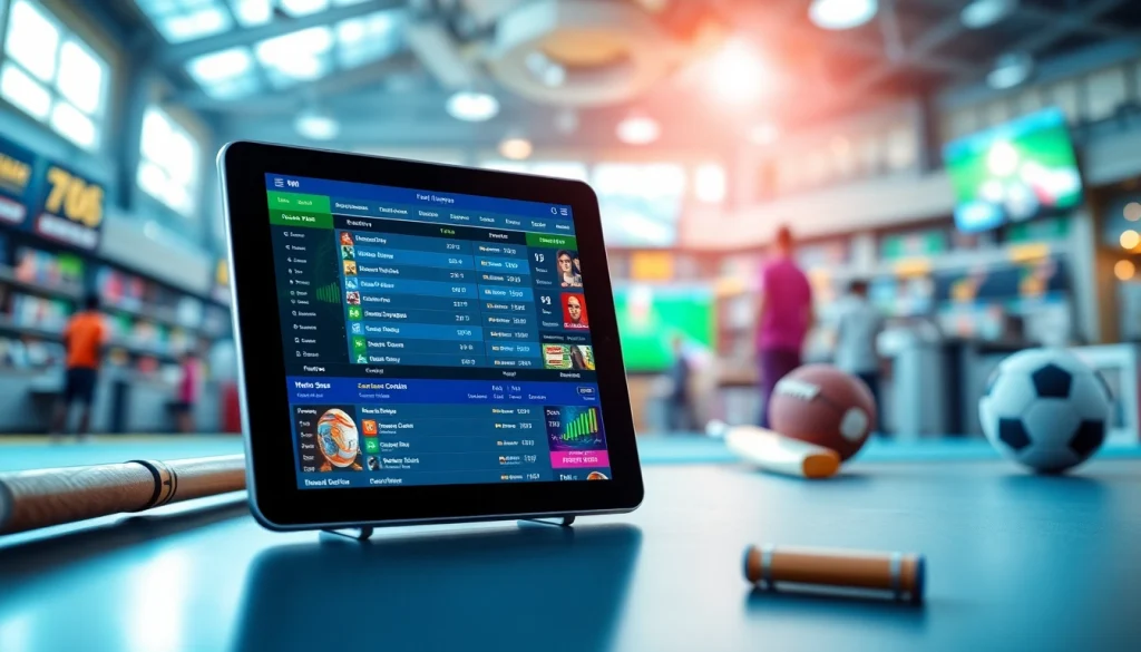 Engage with the best sports betting sites in India showcased on a sleek tablet against a lively background.