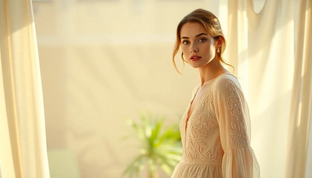 Rivelle clothing collection elegantly presented with rich textures and soft lighting.