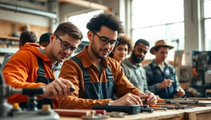 Apprentices engaging in practical skills at hawaii trade schools, showcasing teamwork and learning.