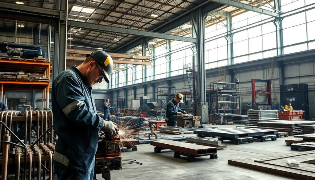 Workers expertly crafting metals in a steel fabrication shop environment.