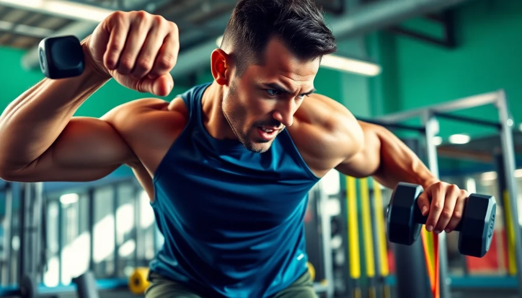 Train effectively with das 140 in a dynamic gym setting, showcasing athletic strength and energy.