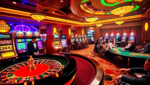 Experience thrilling slot action at an upscale casino promoting Slot Online Terpercaya games.