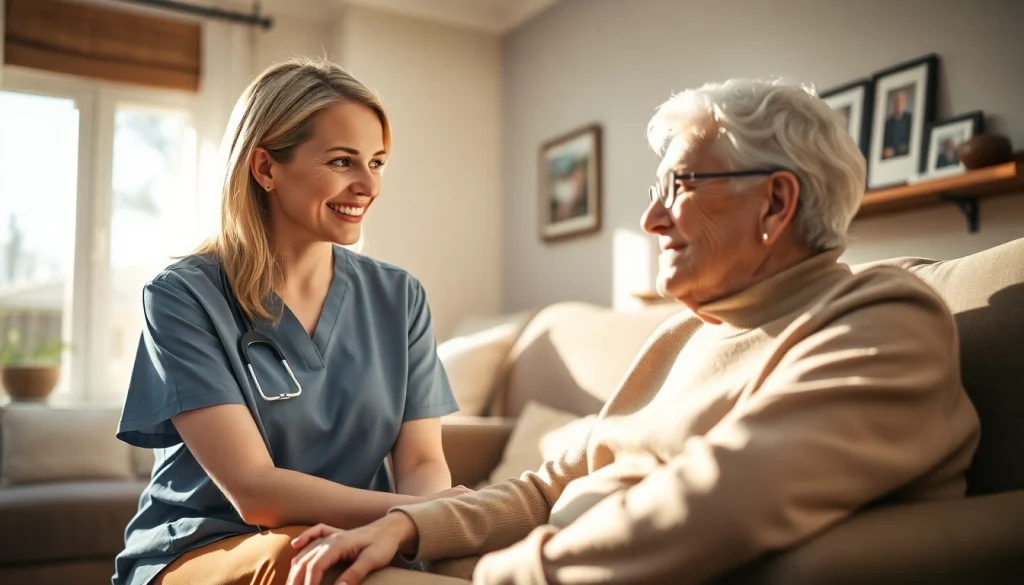 Senior caregivers austin tx providing compassionate support to elderly clients in a cozy living room.