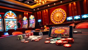 Experience exhilarating gaming with พอร์ทเกม F168 at a luxurious casino table, rich with excitement and vibrant colors.