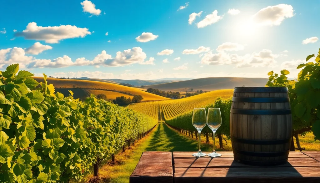 Enjoy wineries in Clarksburg with scenic vineyards and inviting wine barrels.