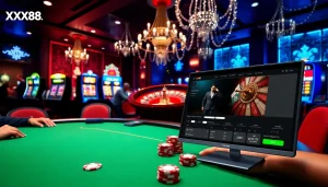 Experience the excitement of gambling at https://xx88.today/ with a vibrant casino scene featuring poker and roulette.
