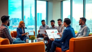 Analyze competitor customer list displayed on screens in a modern office setting.