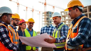 Workers from the construction association south carolina collaborating on a project site.