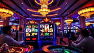 Rasakan sensasi slot deposit pulsa saat pemain merayakan kemenangan besar di kasino yang elegan.