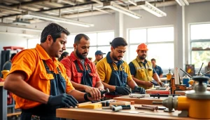 Students learning practical skills at trade schools in Hawaii through hands-on training experiences.