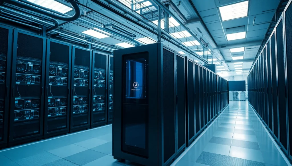 zirvegrupbilgisayar veri merkezi modern sunucular ve bilgisayar ekipmanlarıyla dolu.