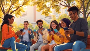 Discover how to use onlyfans search by city with individuals exploring creators in a vibrant urban park.