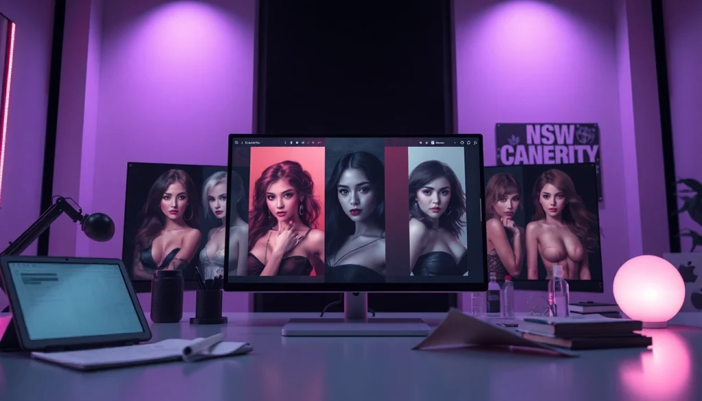 AI NSFW image generator interface showcasing creative art styles in a modern workspace