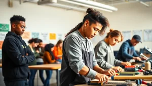 Students engaging in practical training at trade schools in southern California, highlighting vocational skills.