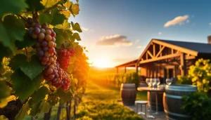 Wine tasting scene at Winery Sacramento with lush vineyards and inviting setting.